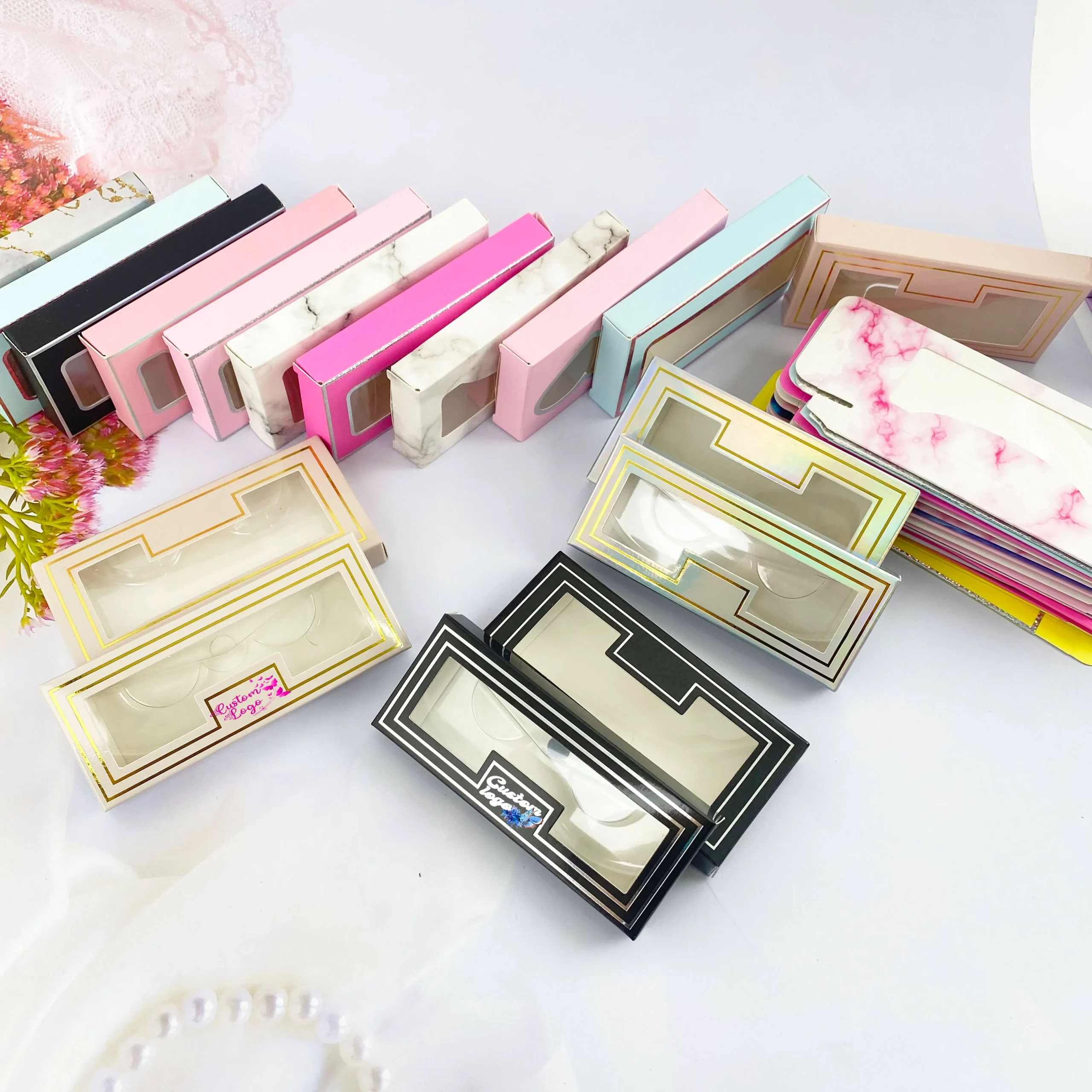 Egendefinerte papirvippebokser Fargerike øyevippepakkebokser - 主图 004