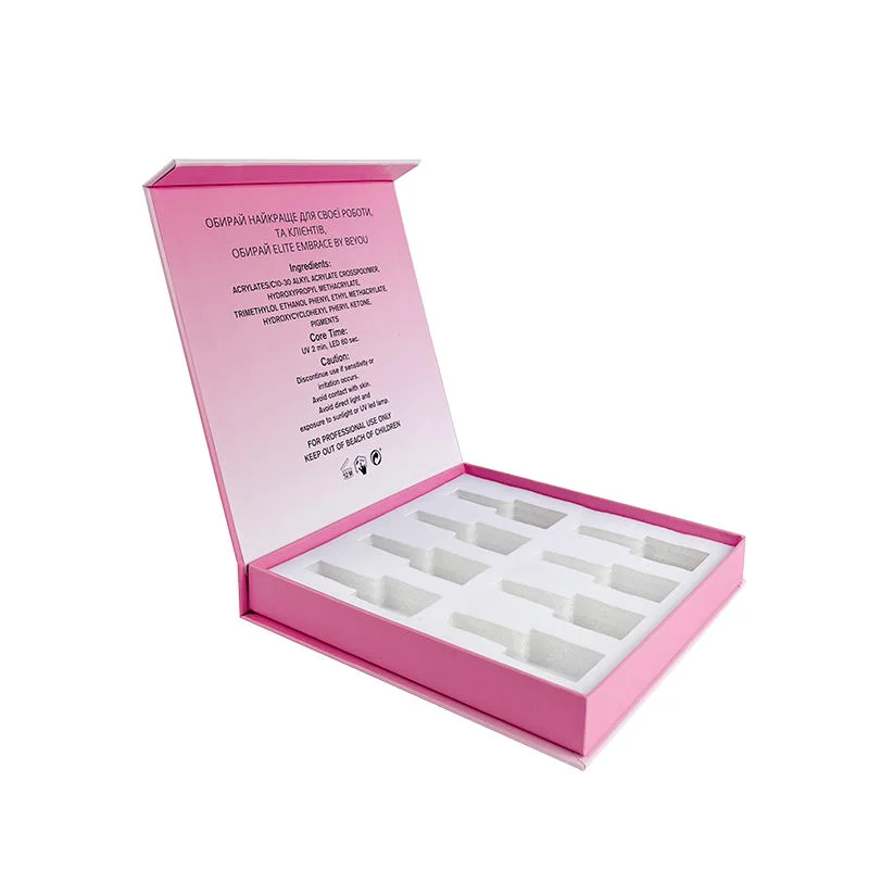 Smalto per unghie rosa in cartone personalizzato con logo del marchio, scatola di carta magnetica con copertina rigida - 主图 005
