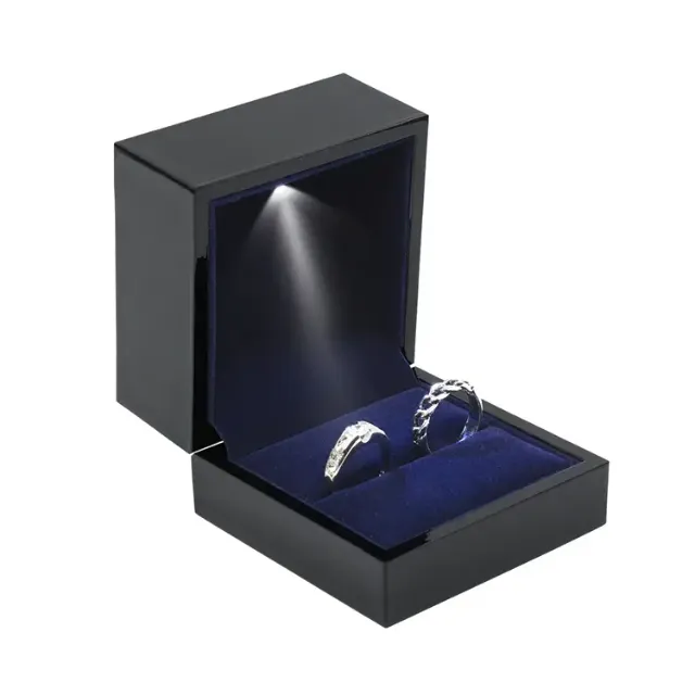 Velvet Engagement Ring Boxes with LED Light for Proposal | Elegant Illumination for Memorable Moments Custom Ring Boxes for Wholesale - 07 3