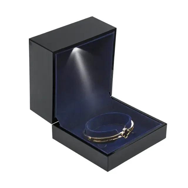 Velvet Engagement Ring Boxes with LED Light for Proposal | Elegant Illumination for Memorable Moments Custom Ring Boxes for Wholesale - 08 5