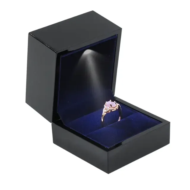 Velvet Engagement Ring Boxes with LED Light for Proposal | Elegant Illumination for Memorable Moments Custom Ring Boxes for Wholesale - 10 3