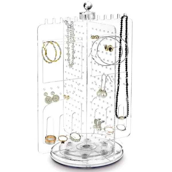Elegant Jewelry Display Rotating Stand for Retail and Exhibition - Durable Spinning Jewelry Display Case with Adjustable Tiers - 10005
