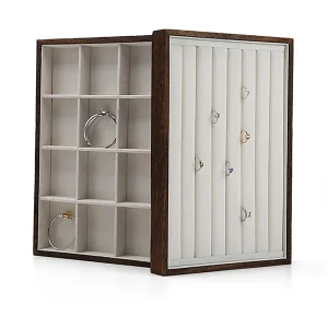 سینی جواهرات چوبی دست ساز سفارشی با حکاکی های سفارشی | راه حل های نمایشی مناسب برای تامین کنندگان و کسب و کارهای خرده فروشی که نیاز به ساخت سفارشی دارند - 10082