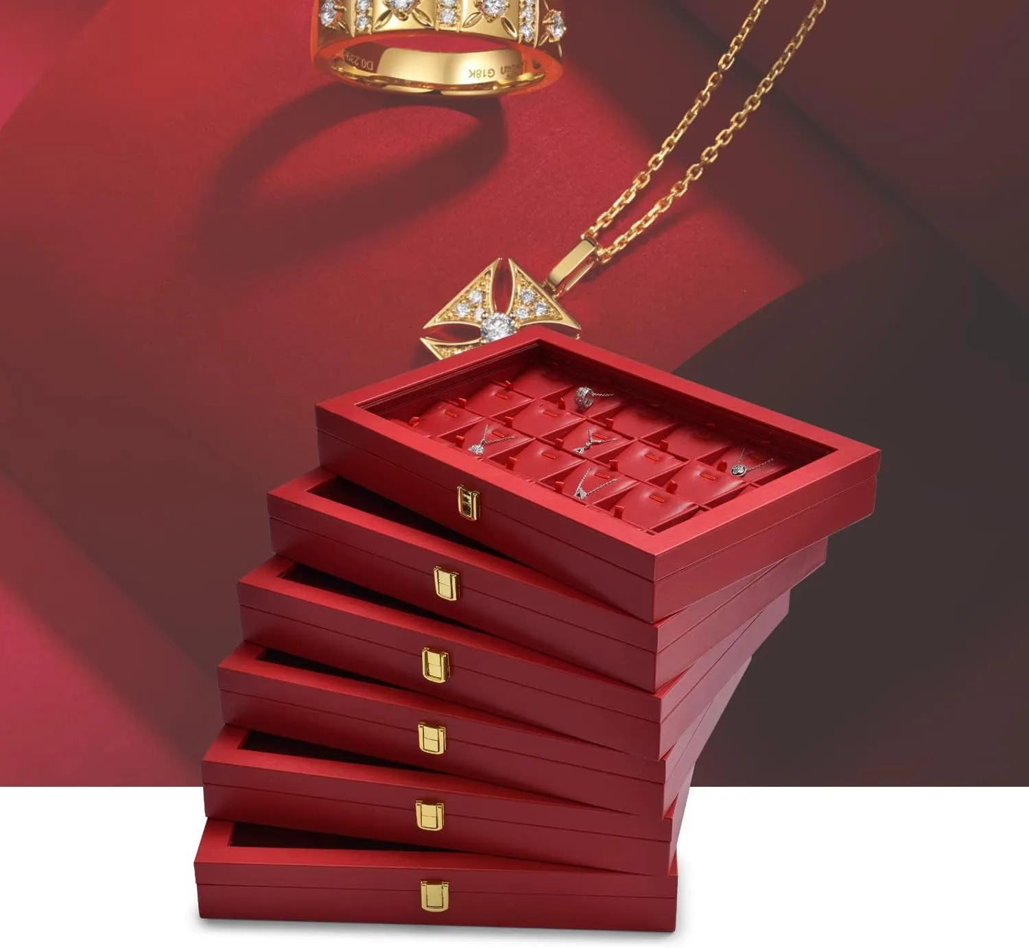 Customizable Stackable Jewelry Trays with Adjustable Compartments | Perfect for Jewelers Needing Flexible and Efficient Storage Options - 10183