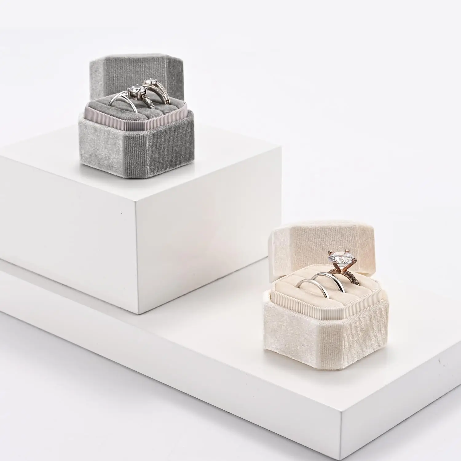 Premium Ring Jewelry Boxes for Elegant Displays | Single and Multi-Ring Jewelry Boxes Multiple Choices for Wholesale Suppliers - 10407