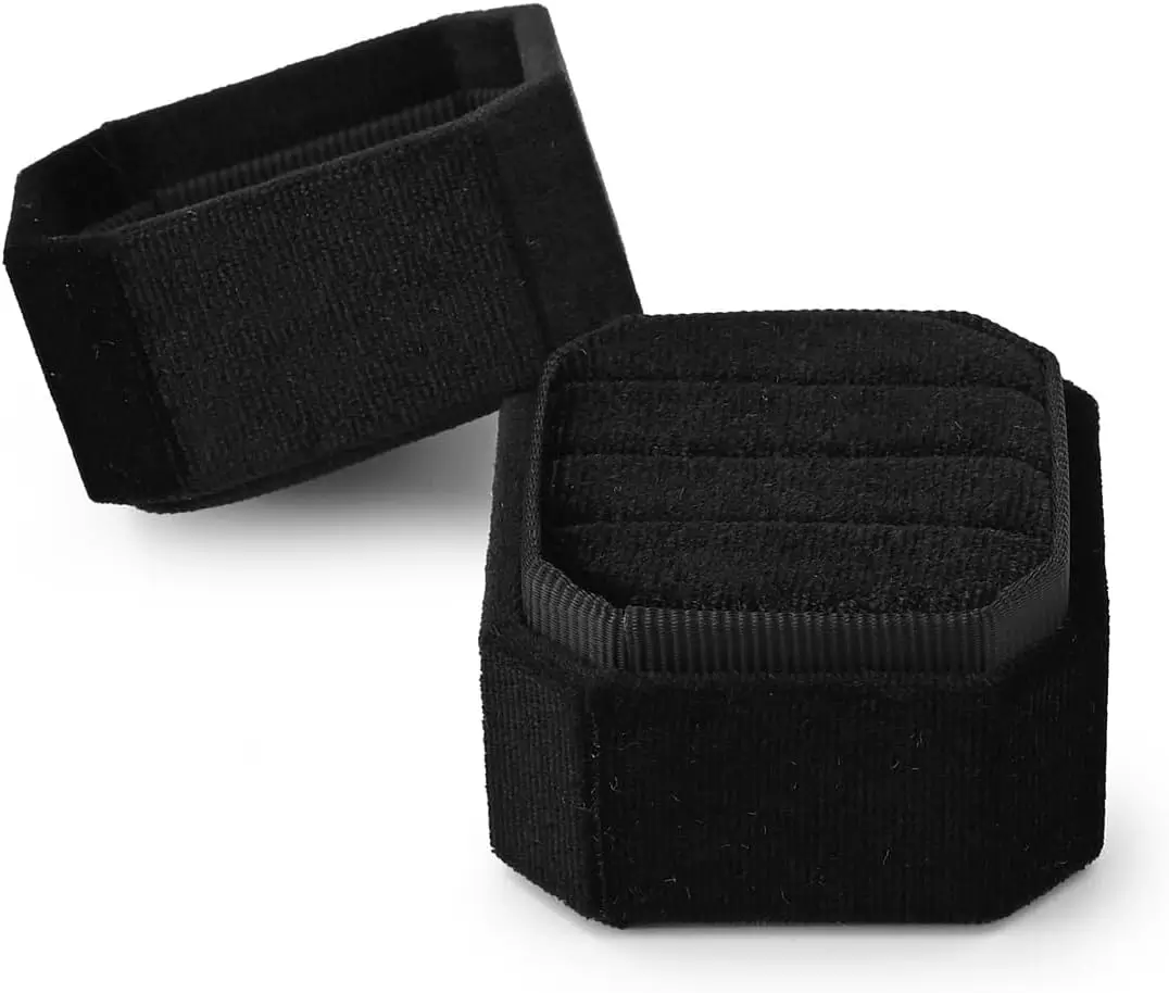 Sophisticated Black Velvet Ring Boxes | Luxurious Packaging for Engagements, Weddings, and Special Occasions Richpack Wholesale Supplier - 10416