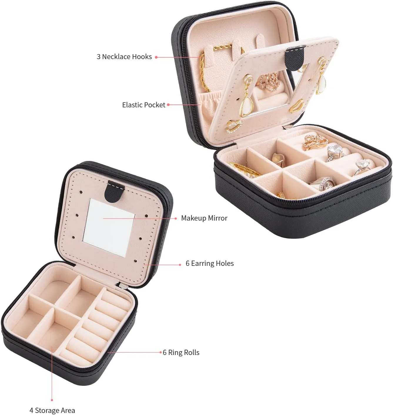 Protective Compact Jewelry Organizers with Zippers | Secure Storage for Jewelry Retailers Needing Reliable and Travel-Friendly Packaging - 10609