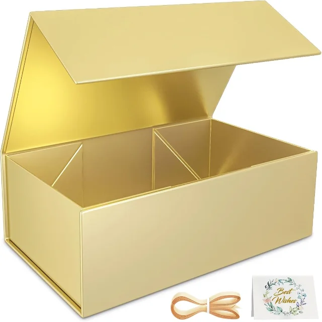 Custom Gold Gift Boxes with Lids | Gold Boxes for Gift with Magnetic Closure, Collapsible Design, and Customizable Coatings - 51g1IjruPQL. AC SL1200