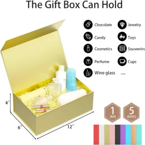 Custom Gold Gift Boxes with Lids | Gold Boxes for Gift with Magnetic Closure, Collapsible Design, and Customizable Coatings - 61D16Mua9YL. AC SL1500