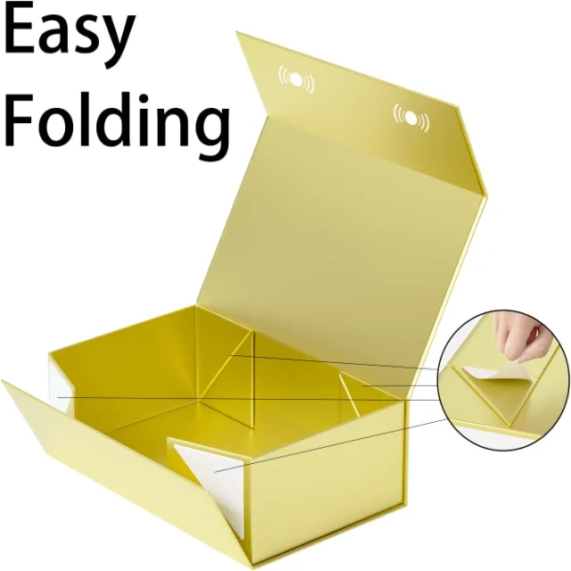 Custom Gold Gift Boxes with Lids | Gold Boxes for Gift with Magnetic Closure, Collapsible Design, and Customizable Coatings - 61I6q84rbWL. AC SL1500
