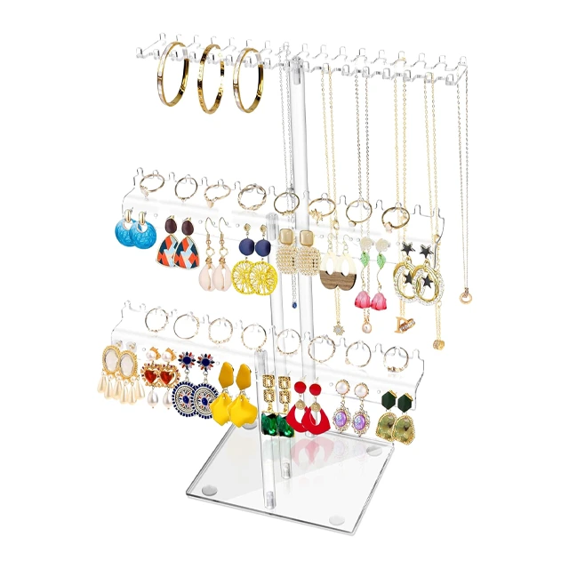 Transparent Acrylic Earring Displays with Multiple Tiers | Ideal for Jewelry Retailers Needing Organized and High-Visibility Showcases - Acrylic Earring Displays1
