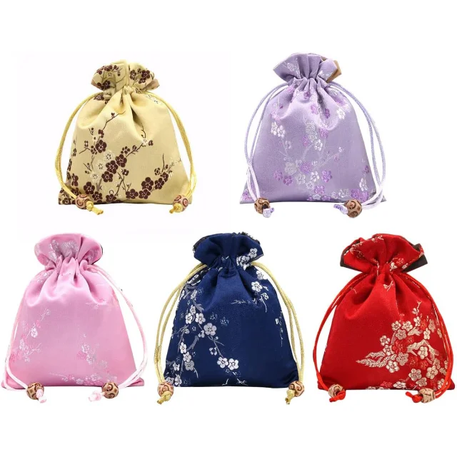 Handcrafted Embroidered Silk Jewelry Pouches | Elegant Packaging Solutions for Jewelry Merchants Needing Custom and High-End Presentation - Embroidered silk jewelry pouches