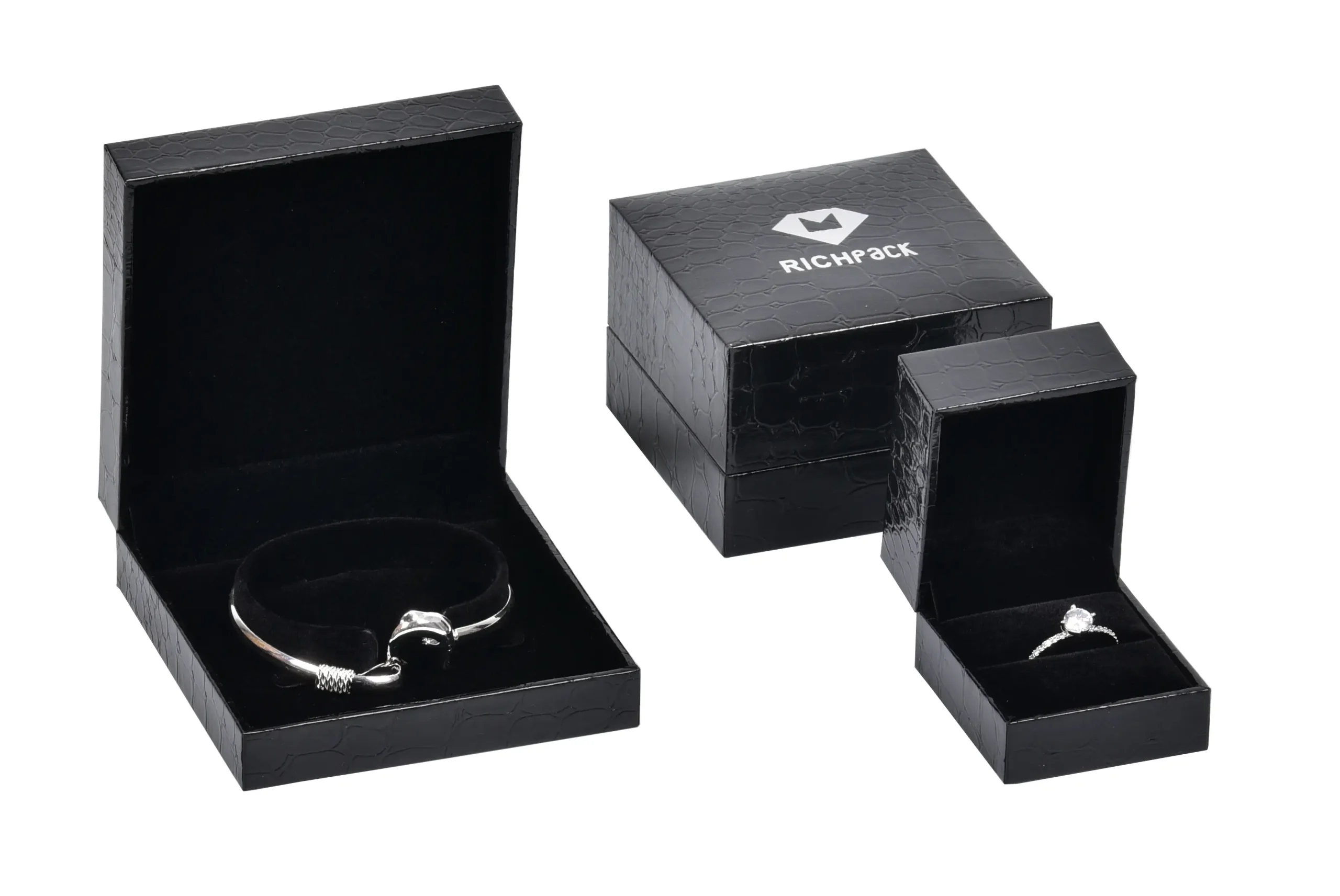 Personalized Eco-Friendly Jewelry Boxes for Premium Jewelry Designers | Tailored for Brands Needing Elegant and Green Packaging Solutions - H C SET BLK2