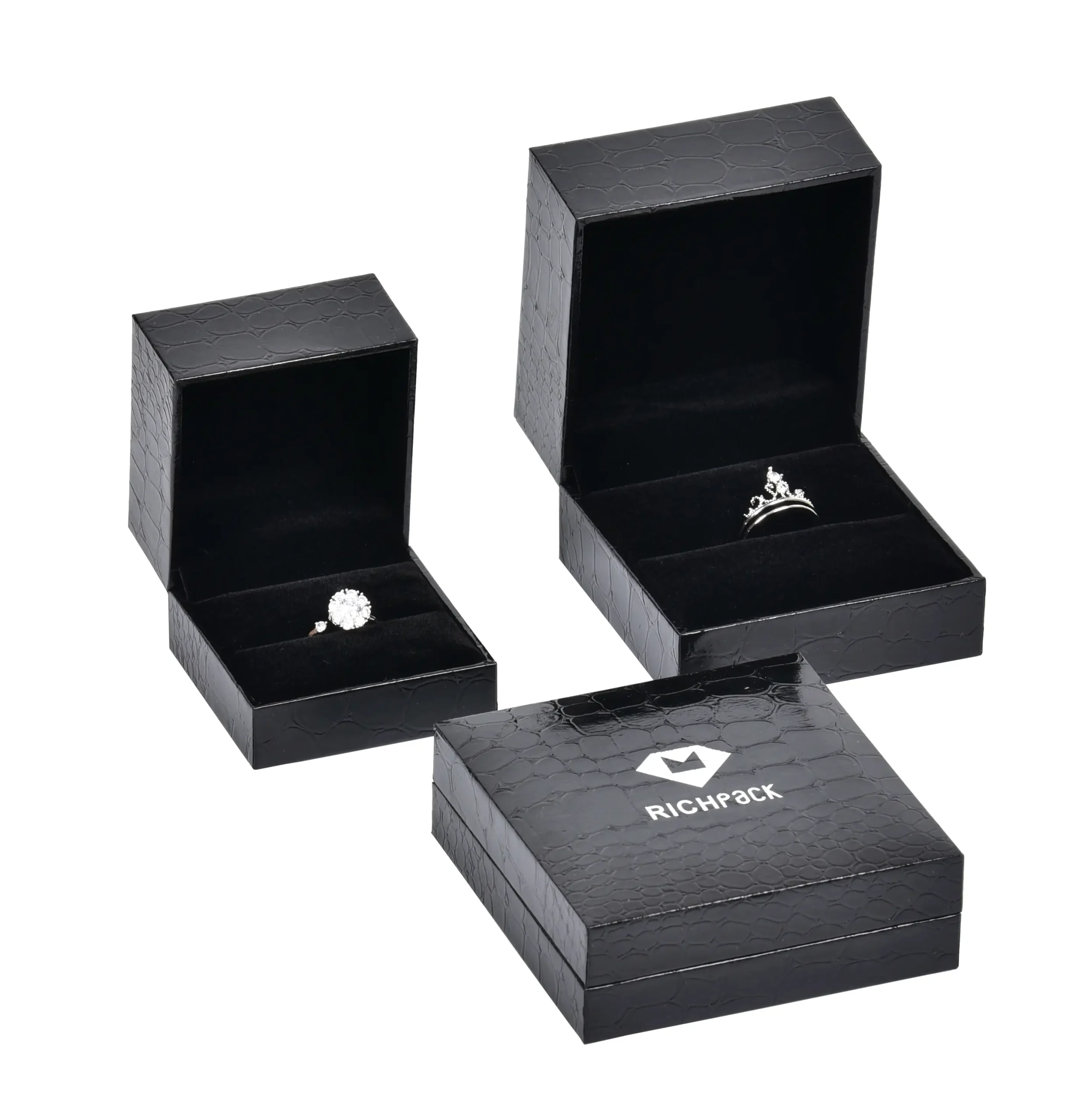 Personalized Eco-Friendly Jewelry Boxes for Premium Jewelry Designers | Tailored for Brands Needing Elegant and Green Packaging Solutions - H C SET BLK3