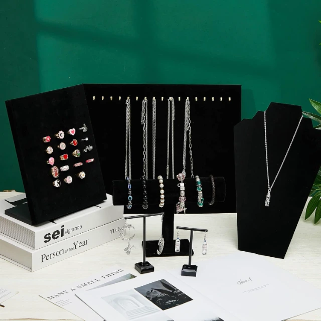 Wholesale Customized Jewelry Display Set Stand PU Leather Jewelry Display Tray Necklace Bracelet Display Props Sets - Jewelry Display Set Stand 2