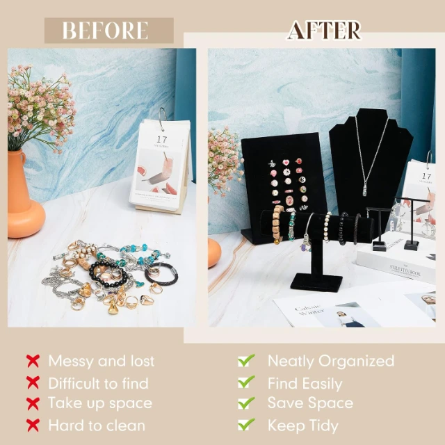 Wholesale Customized Jewelry Display Set Stand PU Leather Jewelry Display Tray Necklace Bracelet Display Props Sets - Jewelry Display Set Stand 4
