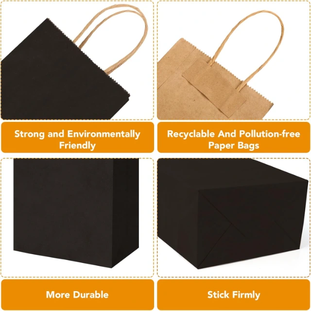 Wholesale Kraft Paper Bag Black Gift Shopping Paper Bag With Logo For Clothing Custom Packaging Bag - Kraft Paper Bags1