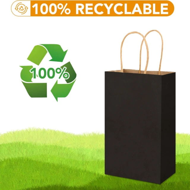 Wholesale Kraft Paper Bag Black Gift Shopping Paper Bag With Logo For Clothing Custom Packaging Bag - Kraft Paper Bags5