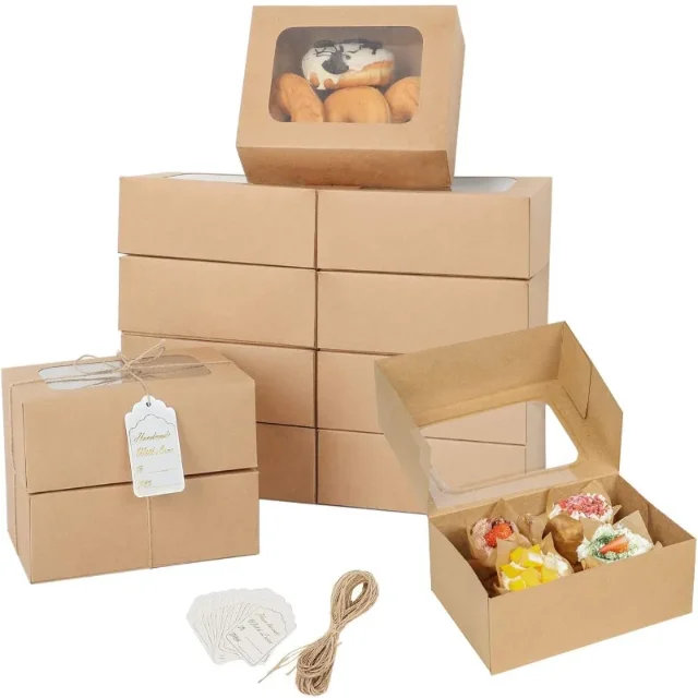 Custom Kraft Paper Cookie Boxes with Clear Windows | Eco-Friendly Packaging Solutions for Bakeries | Customizable Designs - Kraft Paper Gift Boxes (1)