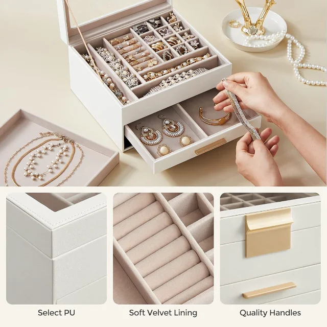 Luxury Glass-Top Jewelry Boxes with Lock | Secure and Stylish Storage for High-End Jewelry Richpack Luxury Jewelry Packaging Solution - Luxury glass top jewelry boxes with lock3