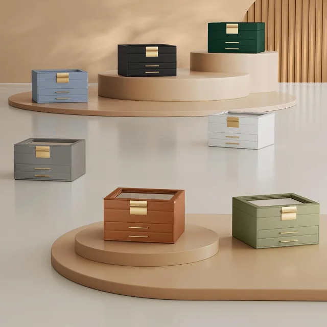 Luxury Glass-Top Jewelry Boxes with Lock | Secure and Stylish Storage for High-End Jewelry Richpack Luxury Jewelry Packaging Solution - Luxury glass top jewelry boxes with lock4