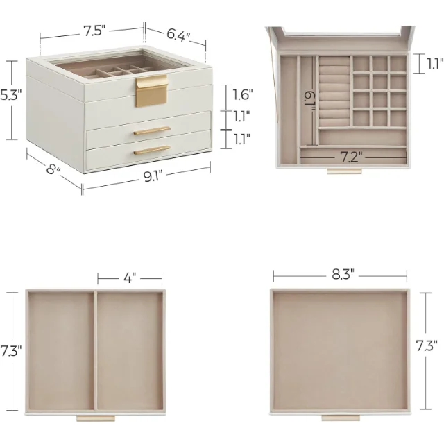 Luxury Glass-Top Jewelry Boxes with Lock | Secure and Stylish Storage for High-End Jewelry Richpack Luxury Jewelry Packaging Solution - Luxury glass top jewelry boxes with lock5