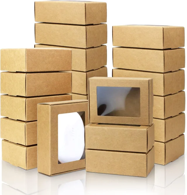 Sustainable Recycled Kraft Paper Packaging Boxes with Window Display | Ideal for Brands Seeking Natural, Environmentally Conscious Packaging with Visual Appeal - Recycled kraft paper packaging boxes with window display