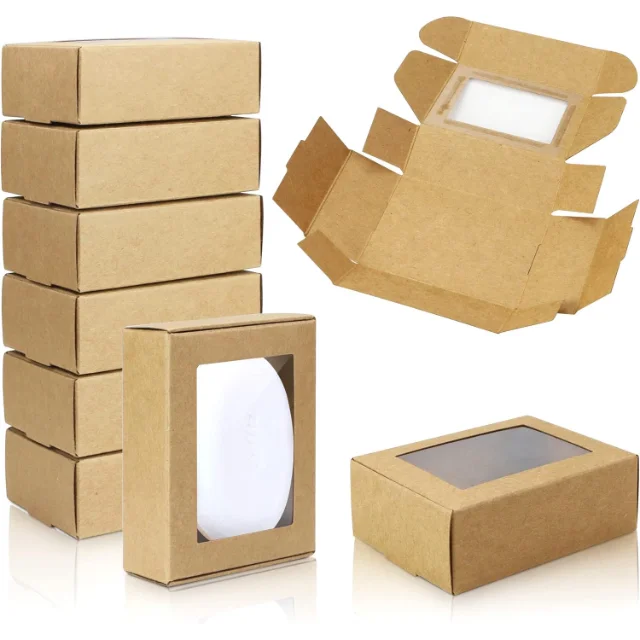 Sustainable Recycled Kraft Paper Packaging Boxes with Window Display | Ideal for Brands Seeking Natural, Environmentally Conscious Packaging with Visual Appeal - Recycled kraft paper packaging boxes with window display2