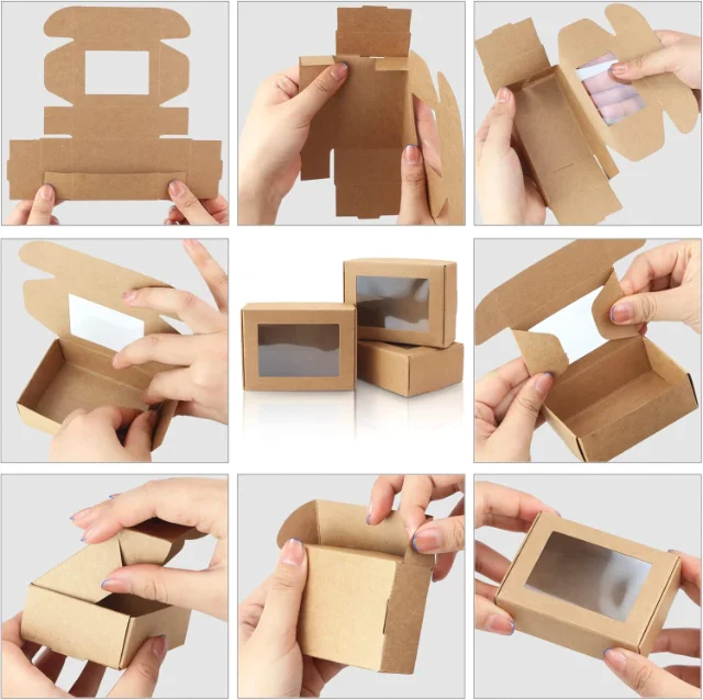 Sustainable Recycled Kraft Paper Packaging Boxes with Window Display | Ideal for Brands Seeking Natural, Environmentally Conscious Packaging with Visual Appeal - Recycled kraft paper packaging boxes with window display4