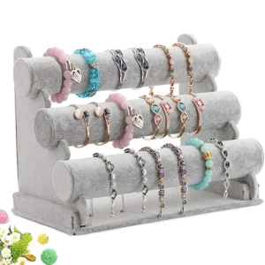 Soft and Luxurious Velvet Bracelet Display Bars | Elegant Display Solutions for Jewelry Retailers Needing Plush Presentation for Fine Jewelry - Velvet bracelet display bars
