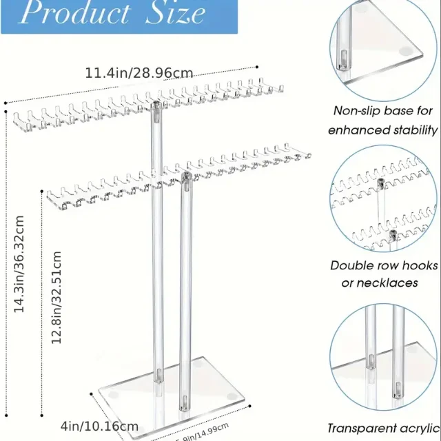 Flexible and Versatile Adjustable Acrylic Necklace Displays for Various Lengths | Customizable Solutions for Jewelry Retailers Needing Multi-Length Display - “adjustable acrylic necklace displays for various lengths”3