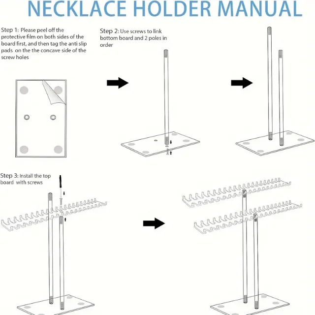 Flexible and Versatile Adjustable Acrylic Necklace Displays for Various Lengths | Customizable Solutions for Jewelry Retailers Needing Multi-Length Display - “adjustable acrylic necklace displays for various lengths”4