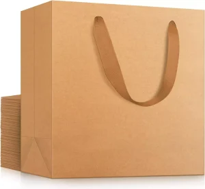 Sac en papier brun Richpack avec poignée pour des achats respectueux de l'environnement | Sacs de courses durables avec poignée en papier et grands sacs en papier avec poignées en vrac - sacs en papier brun avec poignée (3)