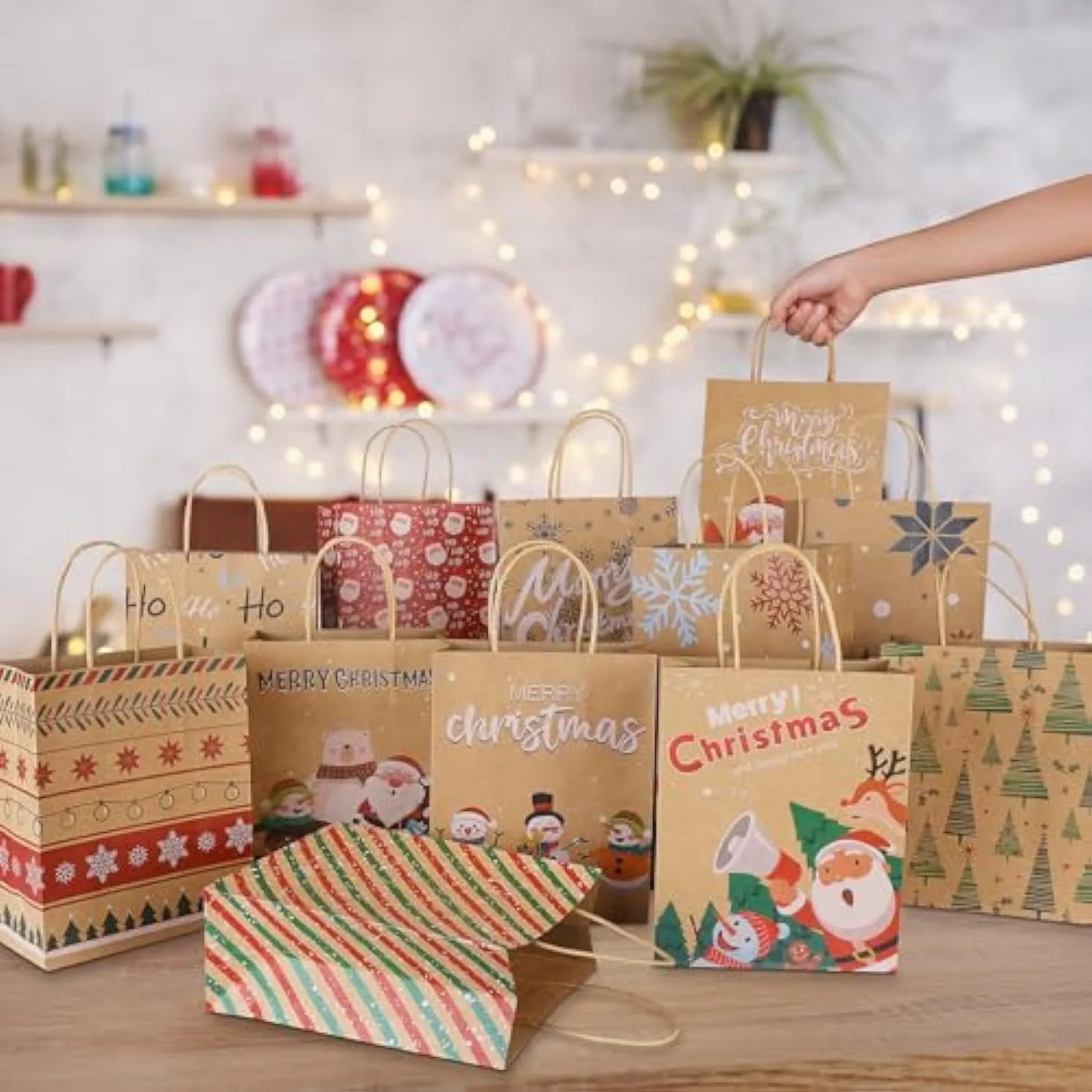 Richpack Festive Christmas Bags Paper for Gifting and Decoration | Eco-Friendly Xmas Paper Bags for Holiday Wrapping and Celebrations - christmas bags paper (1)