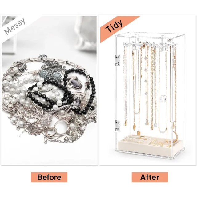Elegant and Minimalist Clear Acrylic Necklace Stands | Premium Jewelry Display Solutions for Boutique Stores Needing Transparent and Modern Product Showcases - clear acrylic necklace stands4