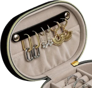 جعبه جواهرات بادوام برای سفر با محفظه های قابل تنظیم - جعبه جواهرات سفری ایمن برای سازماندهی آسان با Richpack - جعبه جواهرات برای سفر (4)