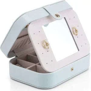 سازماندهی جواهرات مینیمالیستی Richpack برای ذخیره سازی زیبا و صرفه جویی در فضا | سازماندهی جواهرات مینیمال براق برای استفاده در منزل و مسافرت - جعبه جواهرات 084