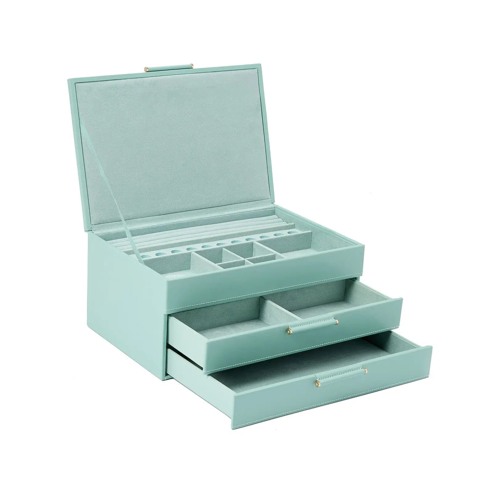 Sophisticated and Tough Leather Multi-Tier Jewelry Boxes | Space-Saving Storage Solutions for Jewelers Needing Organized and Stylish Display Options - jewelry box 291