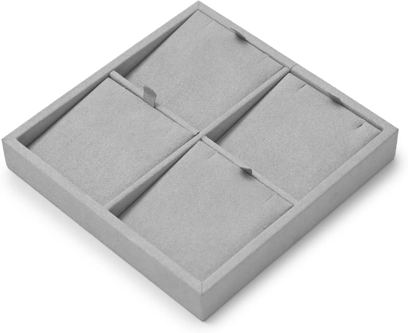 8 Plateaux à Bijoux Empilables - Organisateur Pour Bagues, Colliers, Boucles D'oreilles - Dimensions 21x12,5x2,5 Cm - Tissu Floqué Beige Avec Cadre Bois