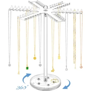 Innovative and Dynamic Rotating Acrylic Necklace Displays with LED Lighting | Modern Display Solutions for Retail Stores Needing Enhanced Jewelry Visibility - “rotating acrylic necklace displays with LED lighting”