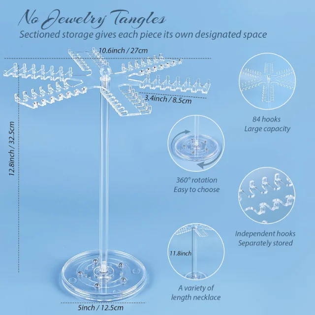 Innovative and Dynamic Rotating Acrylic Necklace Displays with LED Lighting | Modern Display Solutions for Retail Stores Needing Enhanced Jewelry Visibility - “rotating acrylic necklace displays with LED lighting”2