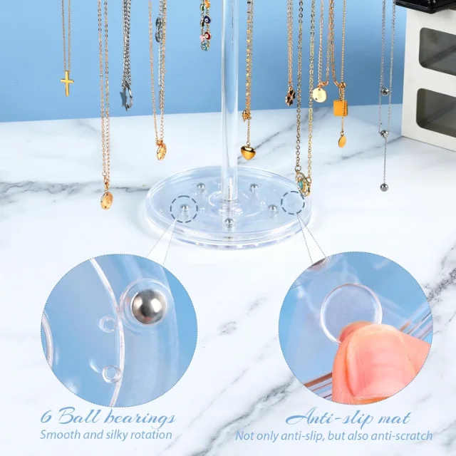 Innovative and Dynamic Rotating Acrylic Necklace Displays with LED Lighting | Modern Display Solutions for Retail Stores Needing Enhanced Jewelry Visibility - “rotating acrylic necklace displays with LED lighting”3