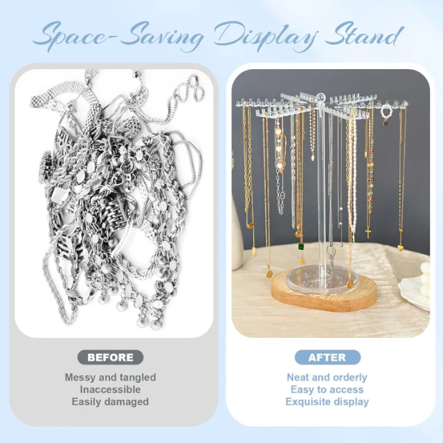 Innovative and Dynamic Rotating Acrylic Necklace Displays with LED Lighting | Modern Display Solutions for Retail Stores Needing Enhanced Jewelry Visibility - “rotating acrylic necklace displays with LED lighting”4