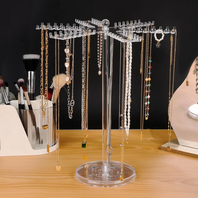 Innovative and Dynamic Rotating Acrylic Necklace Displays with LED Lighting | Modern Display Solutions for Retail Stores Needing Enhanced Jewelry Visibility - “rotating acrylic necklace displays with LED lighting”5