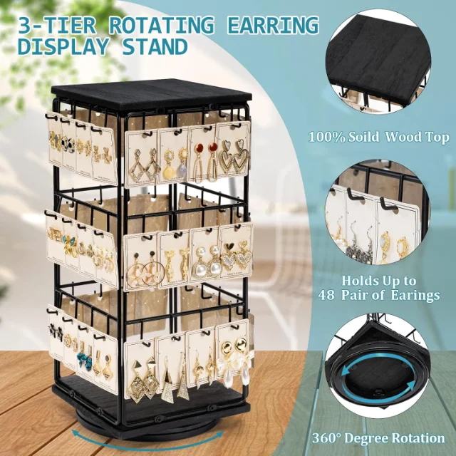 Dynamic and Modern Rotating Earring Displays with LED Lights | Enhance Jewelry Visibility for Jewelry Retailers Seeking Interactive Display Options - rotating earring displays with LED lights