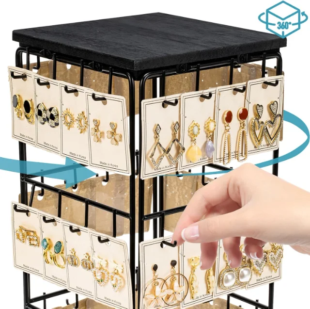 Dynamic and Modern Rotating Earring Displays with LED Lights | Enhance Jewelry Visibility for Jewelry Retailers Seeking Interactive Display Options - rotating earring displays with LED lights2