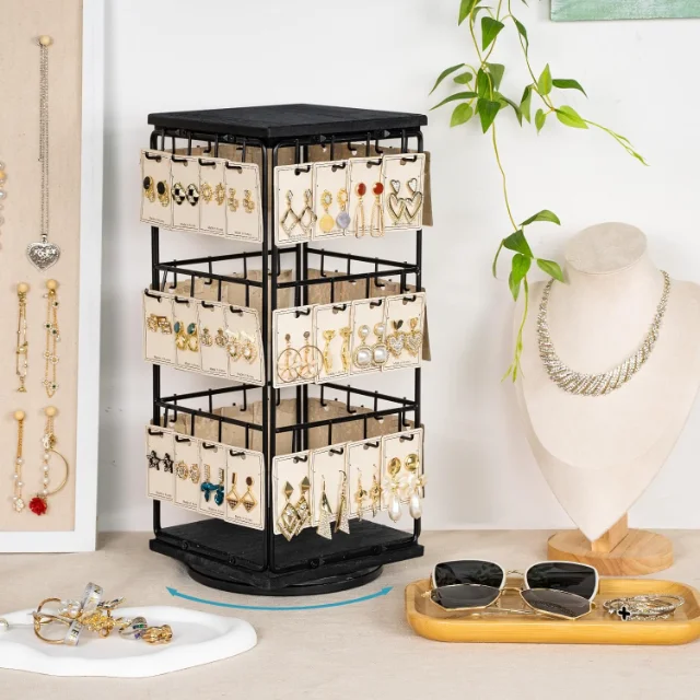 Dynamic and Modern Rotating Earring Displays with LED Lights | Enhance Jewelry Visibility for Jewelry Retailers Seeking Interactive Display Options - rotating earring displays with LED lights3
