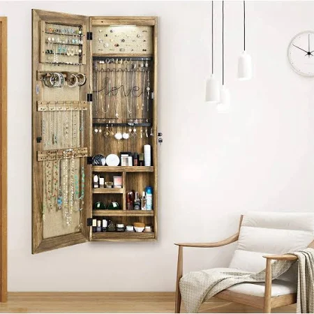 Elegant Hanging Jewelry Storage Mirror for Space Saving Solutions - Maximize Storage with Customizable Mirror Jewelry Wall Cabinet by Richpack - shopping (2)