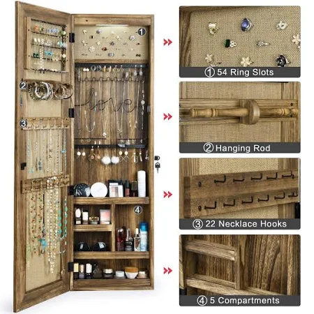 Elegant Hanging Jewelry Storage Mirror for Space Saving Solutions - Maximize Storage with Customizable Mirror Jewelry Wall Cabinet by Richpack - shopping (3)