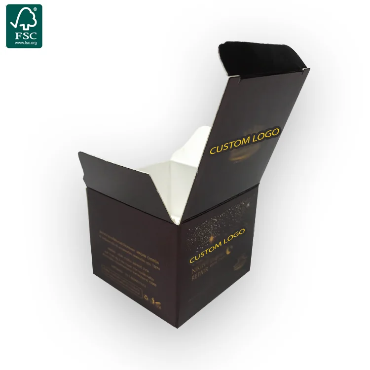 Luxury Silver Paper Square Cosmetic Boxes Packaging For Essential Oil Custom Logo Folding - 主图 003
